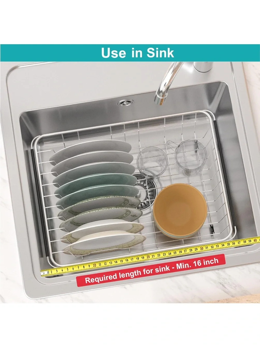 Expandable Multifunctional Dish Drying Rack, Over The Sink, In-Sink, On Counter